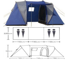 Палатка туристическая 4-х местная, 2-х комнаты, (450х220х180см), арт. LANYU LY-1699