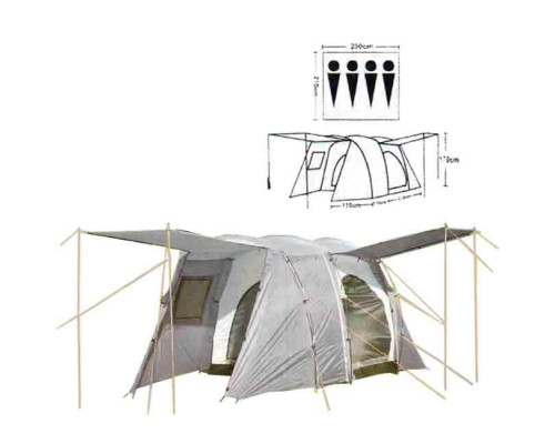 Палатка туристическая 4-х местная кемпинговая LANYU (Д(110+110+210)*Ш230*В170), арт. LY-1904 