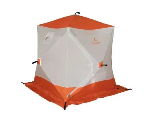 Зимняя палатка куб для рыбалки СЛЕДОПЫТ 1,8 х1,8 м, Oxford 240D PU 1000, 3-местная, бело-оранж., арт. PF-TW-02
