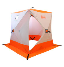 Зимняя палатка куб для рыбалки СЛЕДОПЫТ 1,8 х1,8 м, Oxford 240D PU 1000, 3-местная, бело-оранж., PF-TW-02 (У