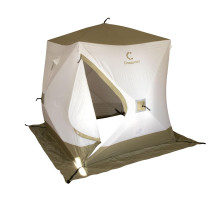 Зимняя палатка куб для рыбалки СЛЕДОПЫТ Premium 1,8х1,8 м, 3-х местная, 3 слоя, цв. белый/олива
