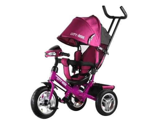 Трехколесный велосипед с ручкой трансформер City Ride Comfort надувные колеса 12/10, арт. 05PK розовый