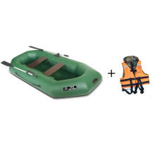 Лодка надувная двухместная из ПВХ ТРИ АКУЛЫ, арт. LTA 240 (240х123х35)+жилет в подарок