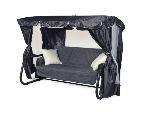 Садовые качели LetoLux Торнадо Premium (графит), 3-х местные, до 450кг, 215х147х170 см