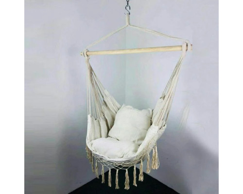 Подвесной гамак-кресло хлопковое с двумя подушками в комплекте 
